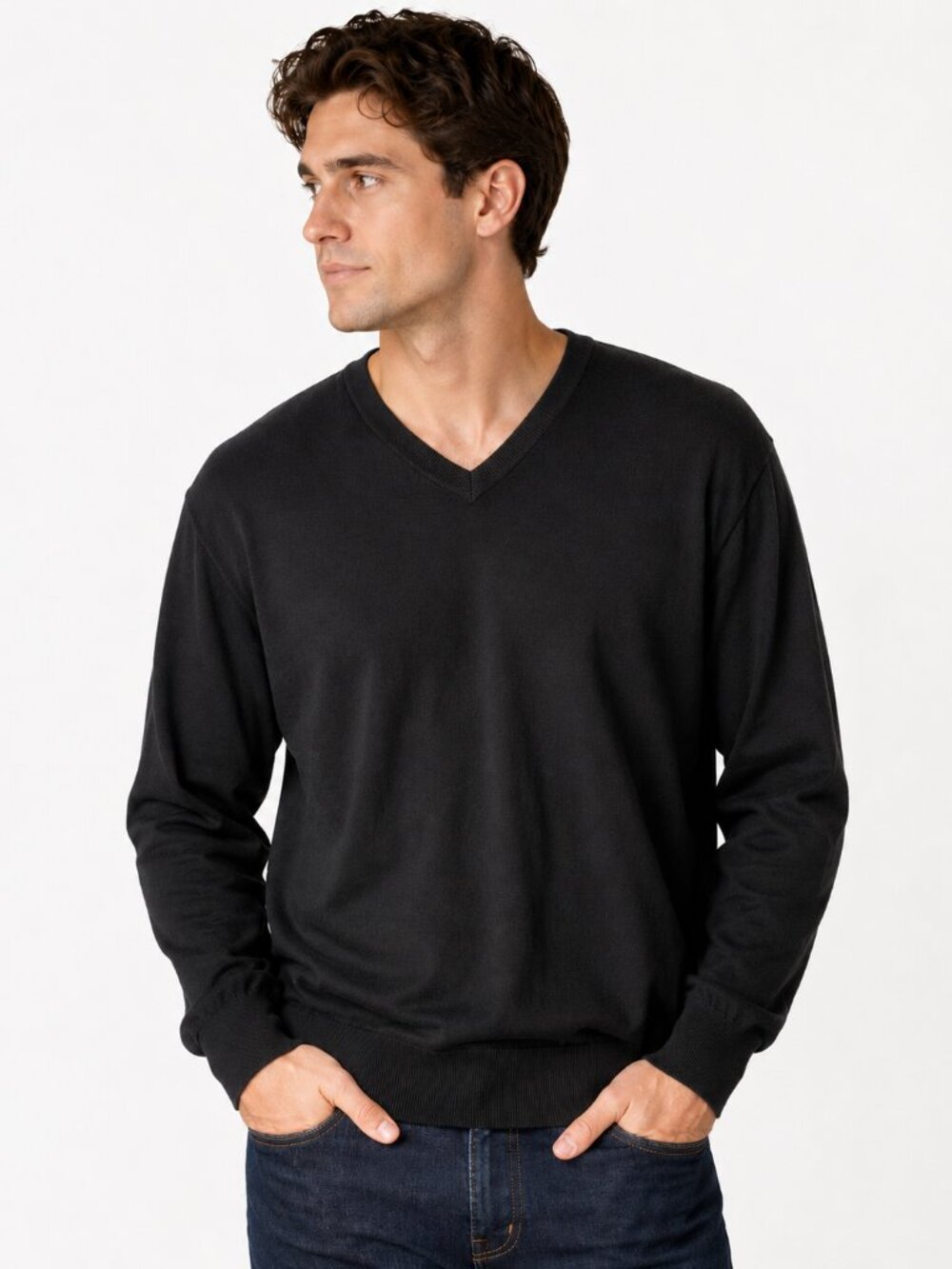 Brooks Brothers Black V-Neck Sweater Men’s XL